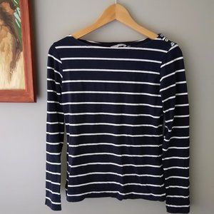 H&M Navy/White Striped Shirt, Size Medium